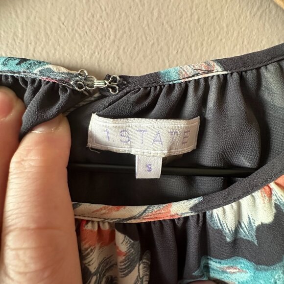 Women's S 1.State Floral Print Cold Shoulder Dress Flowy Cold Shoulder - Picture 7 of 10